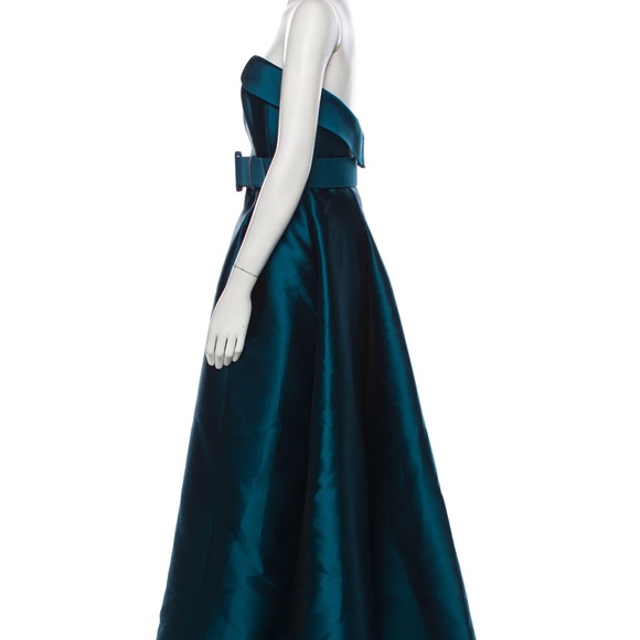 WORN ONCE Sachin + Babi Ceri Strapless Gown Deep Teal w/ Removable Belt - Picture 3 of 4